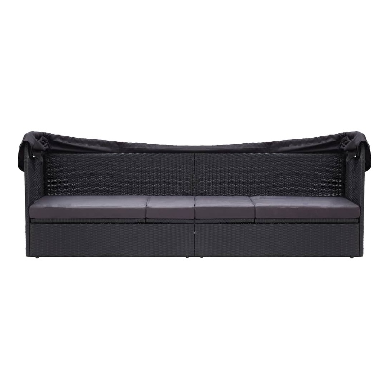 vidaXL PE Rattan Sun Lounger Outdoor Sofa Rectangular in Black
