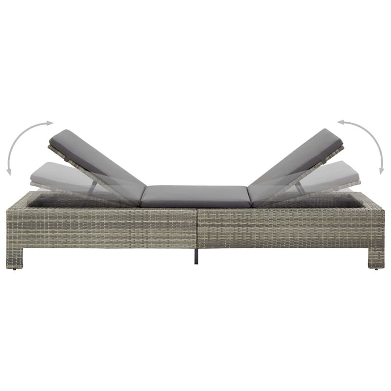 vidaXL PE Rattan Sun Lounger Powder-Coated Steel in Gray
