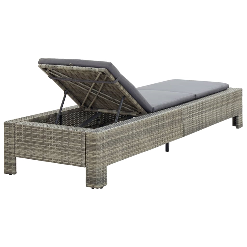 vidaXL PE Rattan Sun Lounger Powder-Coated Steel in Gray