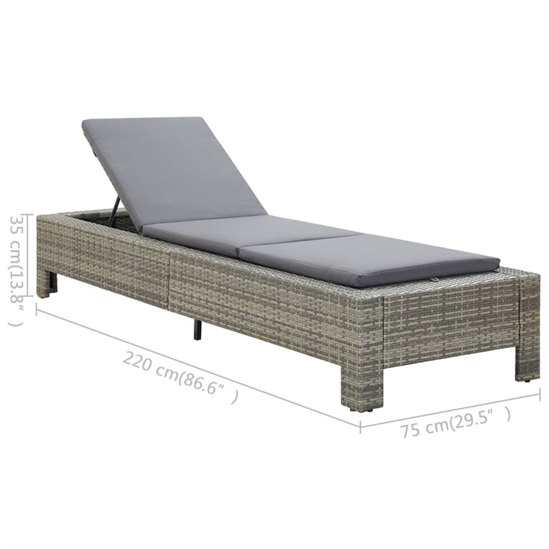 vidaXL PE Rattan Sun Lounger Powder-Coated Steel in Gray