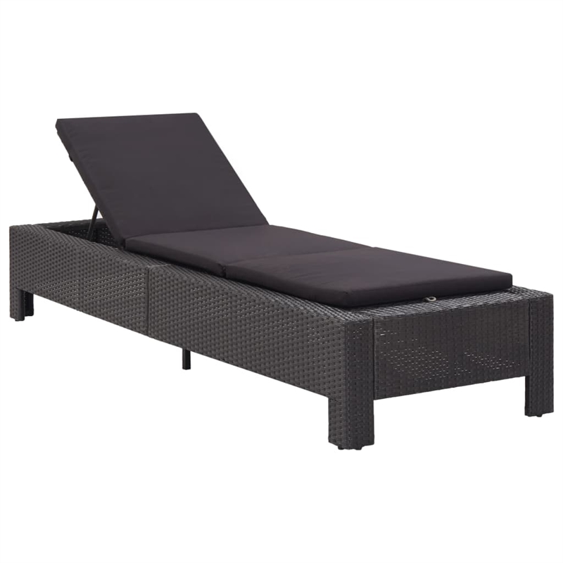vidaXL PE Rattan Sunbed Large Multi-Position Backrest in Black