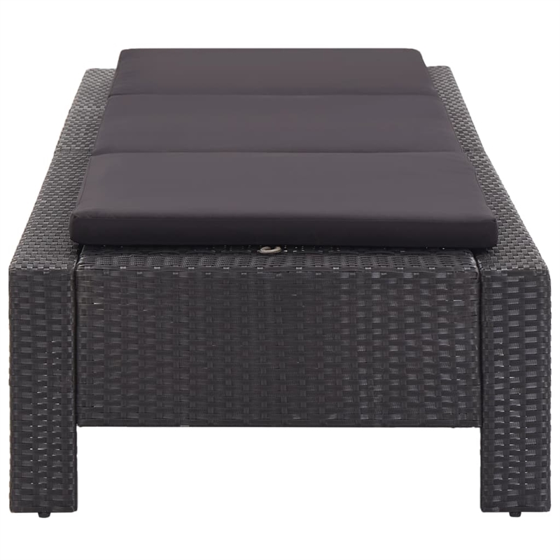 vidaXL PE Rattan Sunbed Large Multi-Position Backrest in Black