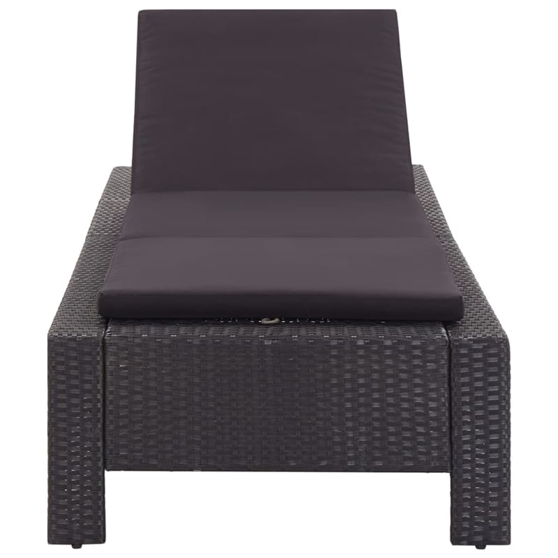 vidaXL PE Rattan Sunbed Large Multi-Position Backrest in Black
