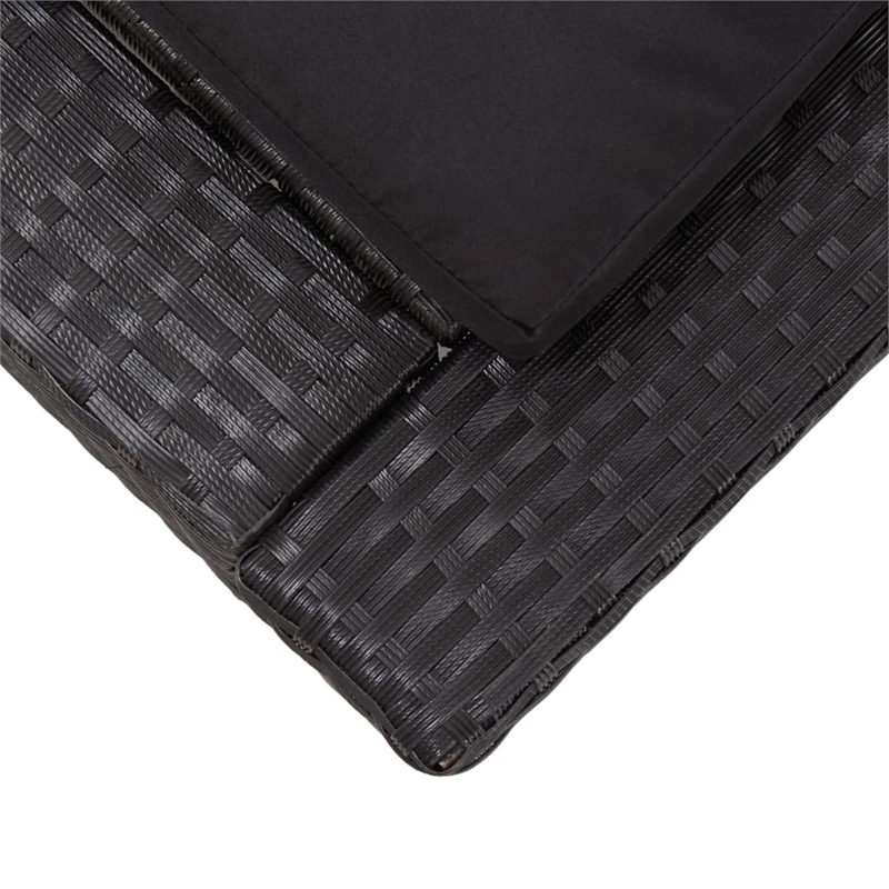 vidaXL PE Rattan Sunbed Large Multi-Position Backrest in Black