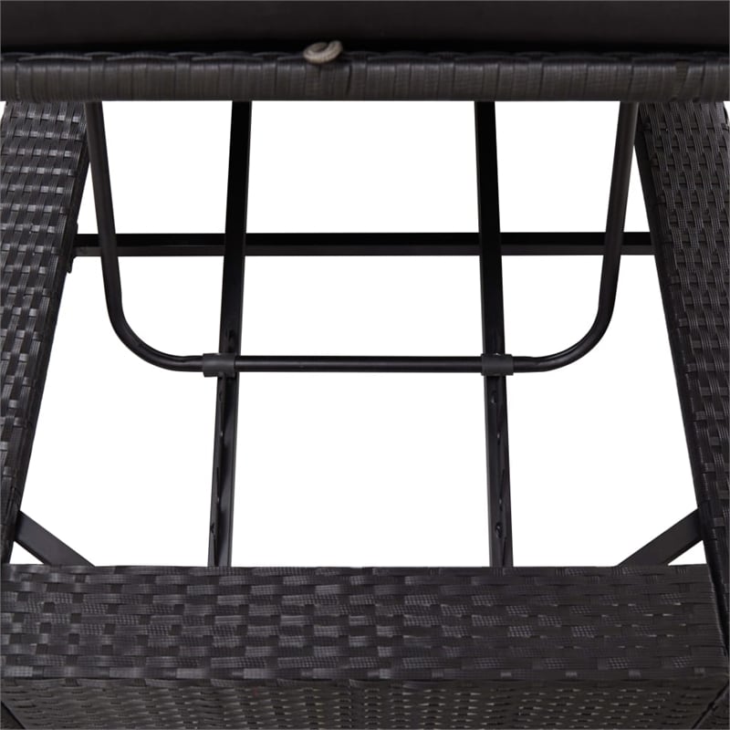vidaXL PE Rattan Sunbed Large Multi-Position Backrest in Black