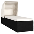 vidaXL PE Rattan Sun Lounger Standard Foldable in Black & Cream
