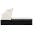 vidaXL PE Rattan Sun Lounger Standard Foldable in Black & Cream