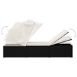 vidaXL PE Rattan Sun Lounger Standard Foldable in Black & Cream