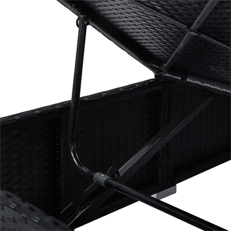 vidaXL PE Rattan Sun Lounger Standard Foldable in Black & Cream