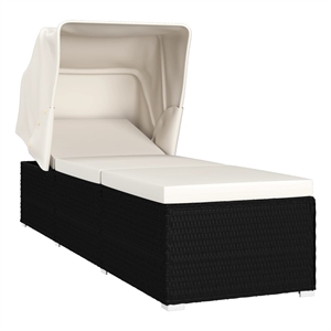 vidaXL PE Rattan Sun Lounger Standard Foldable in Black & Cream