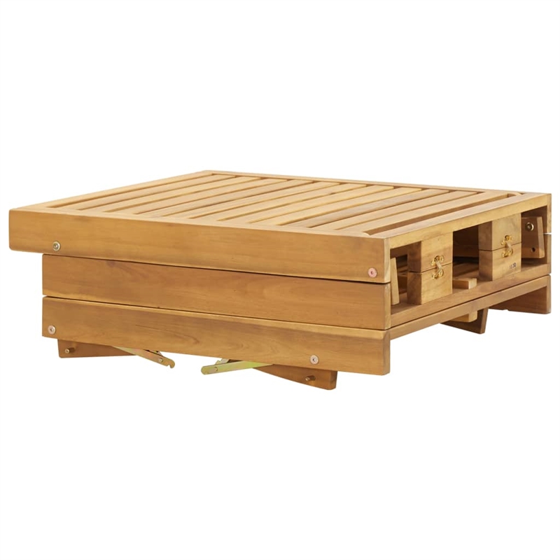 vidaXL Solid Acacia Sun Lounger Cream White in Natural Wood Color