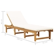 vidaXL Solid Acacia Sun Lounger Cream White in Natural Wood Color