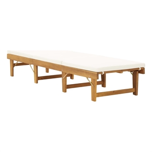 vidaXL Solid Acacia Sun Lounger Cream White in Natural Wood Color