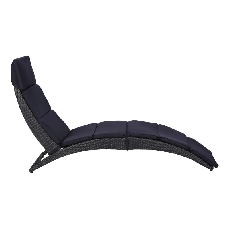 vidaXL Poly Rattan Sunbed Standard Foldable in Gray