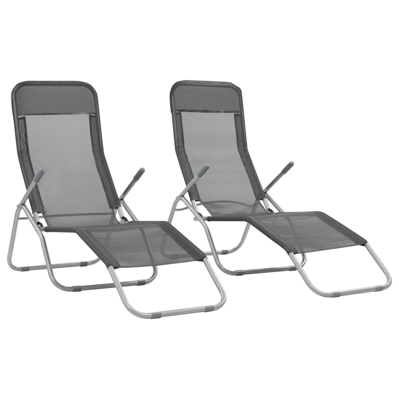 vidaXL Textilene Sunlounger Set of 2 in Anthracite