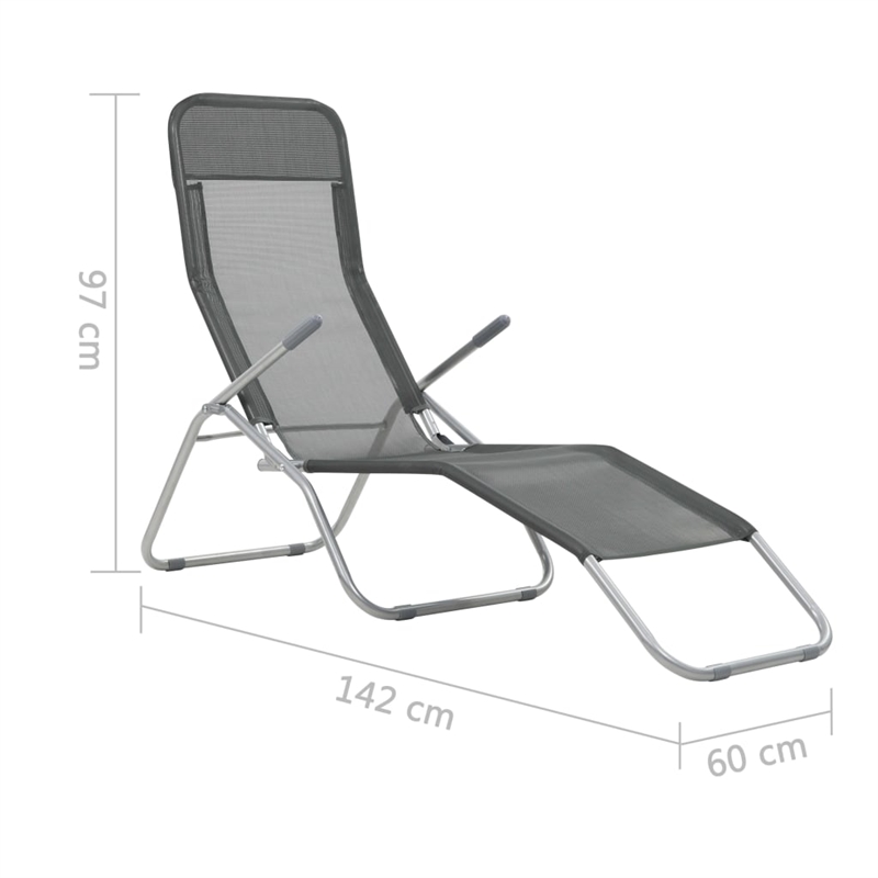 vidaXL Textilene Sunlounger Set of 2 in Anthracite