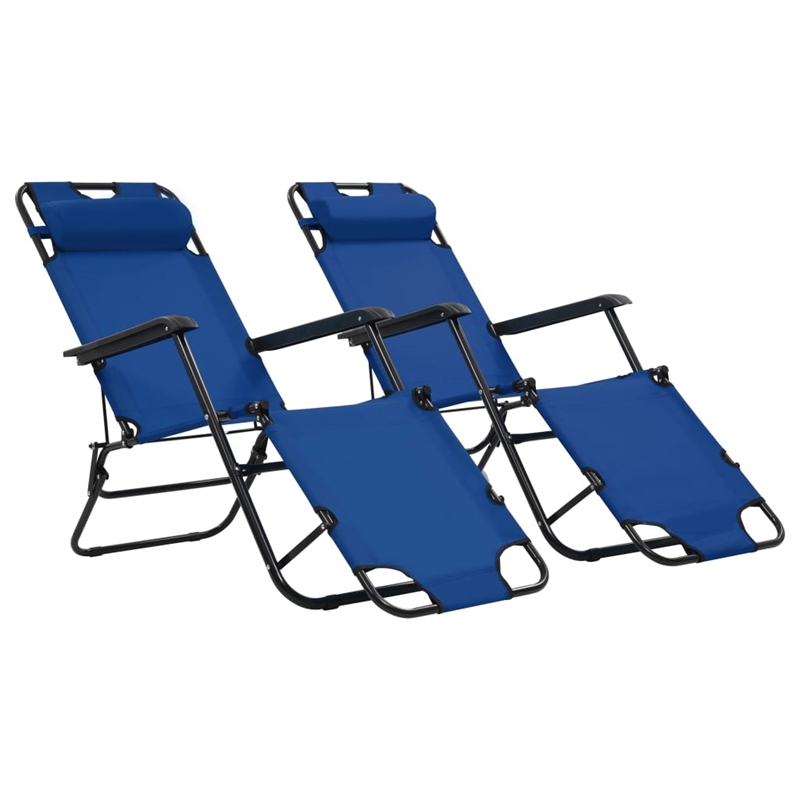 vidaXL Steel Sunlounger Set of 2 in Blue