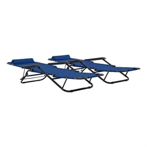 vidaXL Steel Sunlounger Set of 2 in Blue