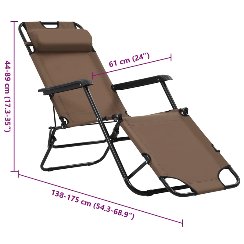 vidaXL Sunlounger Set of 2 in Brown