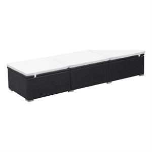 vidaXL PE Rattan & Steel Sunlounger in Black & Cream White