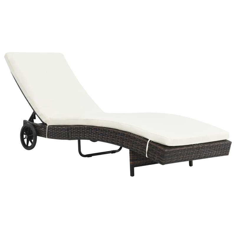 vidaXL Sun Lounger in Brown & Cream White