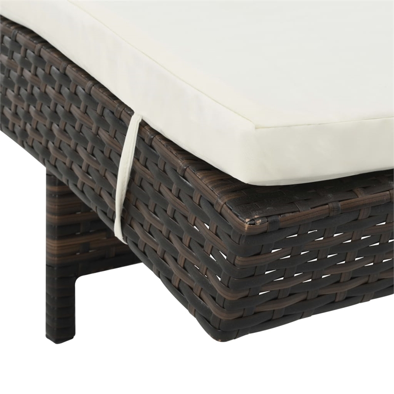 vidaXL Sun Lounger in Brown & Cream White