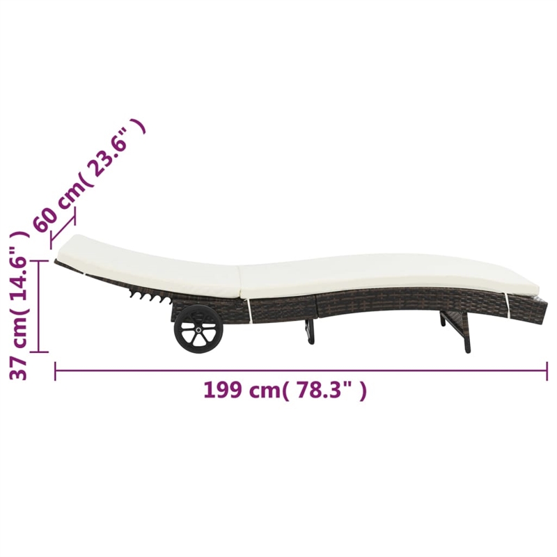 vidaXL Sun Lounger in Brown & Cream White
