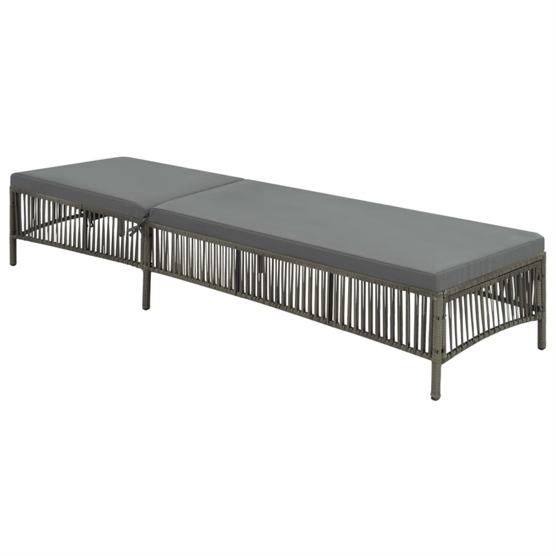 vidaXL Poly Rattan Large  Sunlounger in Gray