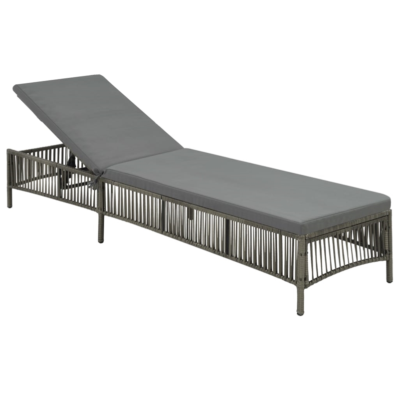 vidaXL Poly Rattan Large  Sunlounger in Gray