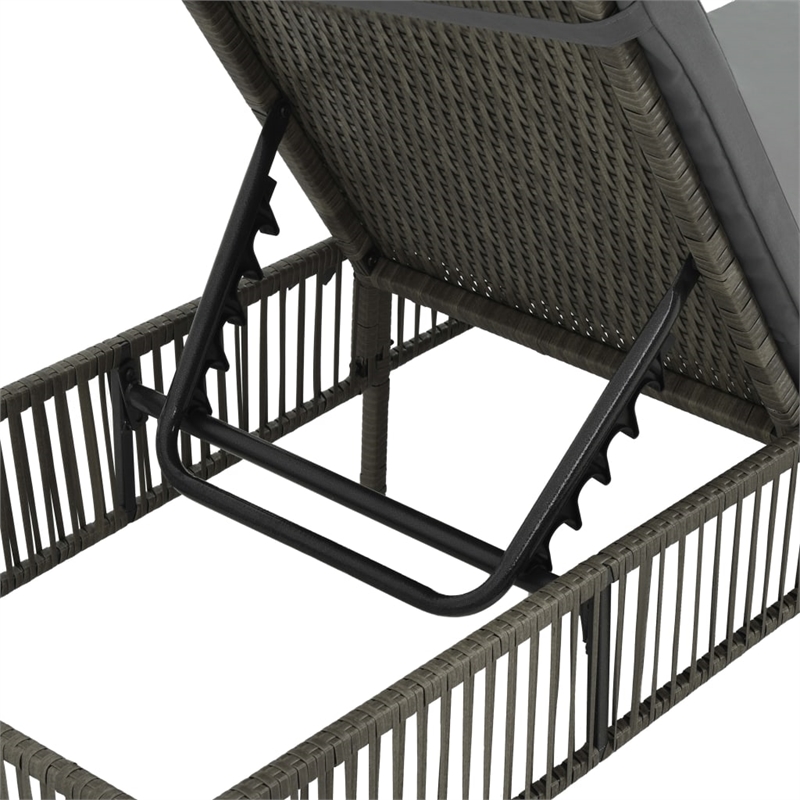 vidaXL Poly Rattan Large  Sunlounger in Gray