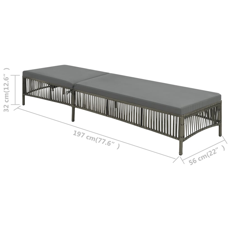 vidaXL Poly Rattan Large  Sunlounger in Gray