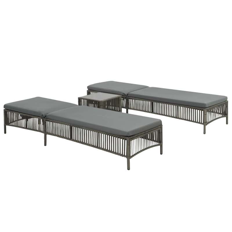 vidaXL PE Rattan & Steel Sunlounger Set of 2 in Gray