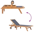 vidaXL Teak & Textilene Sun Lounger in Teak & Black
