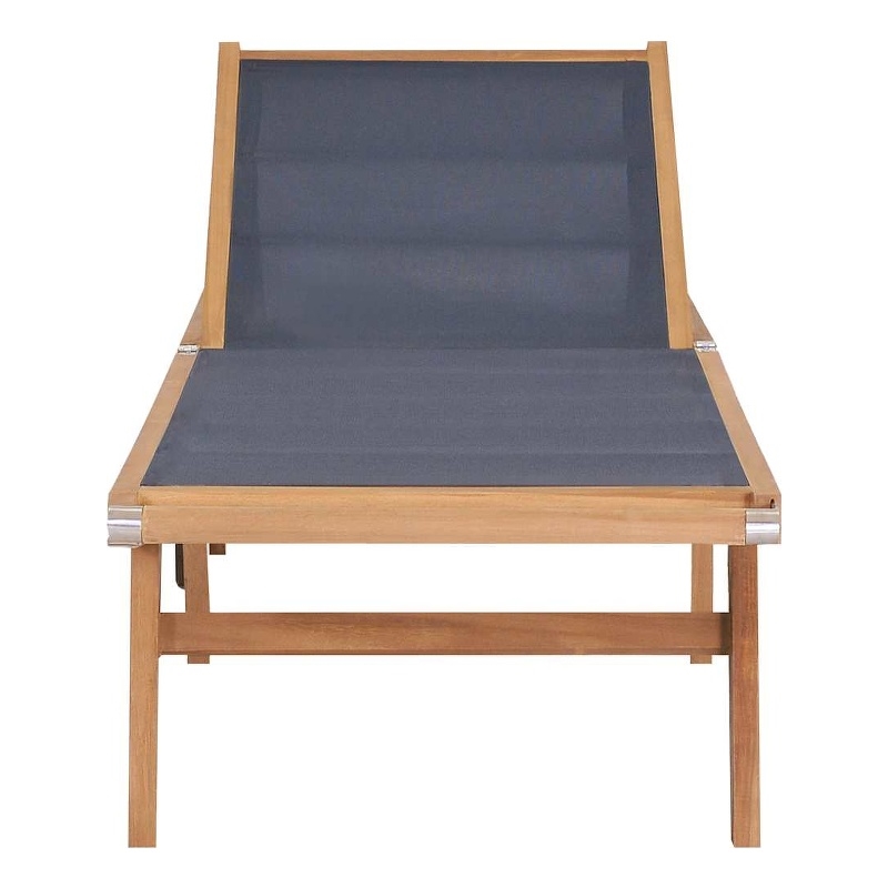 vidaXL Teak & Textilene Sun Lounger in Teak & Black