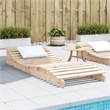 vidaXL Solid Pine Wood Sun Lounger Large in Natural Pine