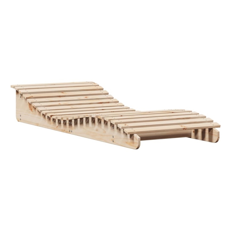 vidaXL Solid Pine Wood Sun Lounger Large in Natural Pine