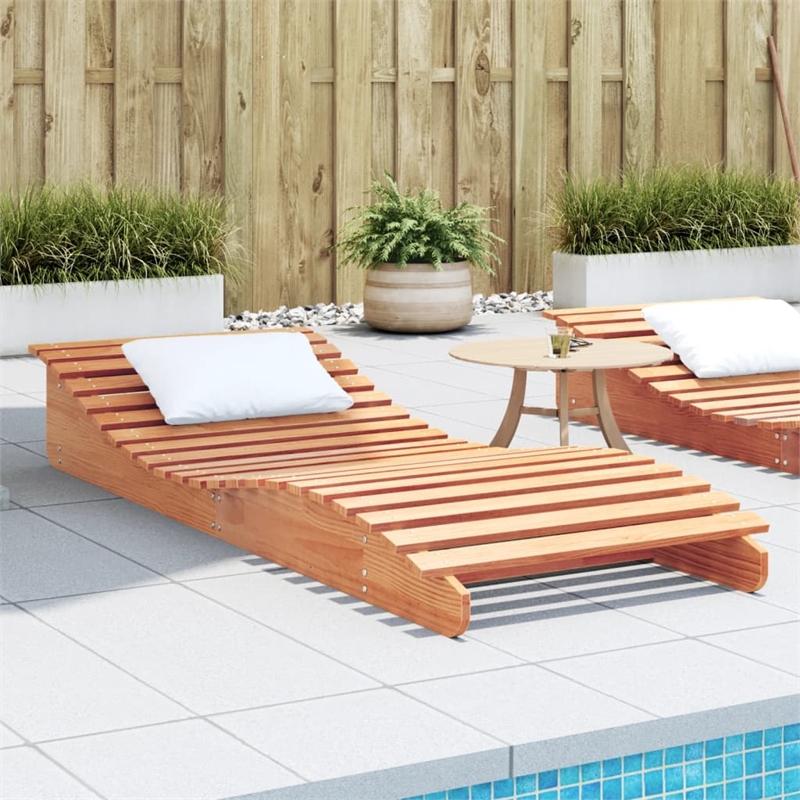 vidaXL Solid Pine Wood Sun Lounger Large Ergonomic in Wax Brown