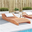 vidaXL Solid Pine Wood Sun Lounger Large Ergonomic in Wax Brown