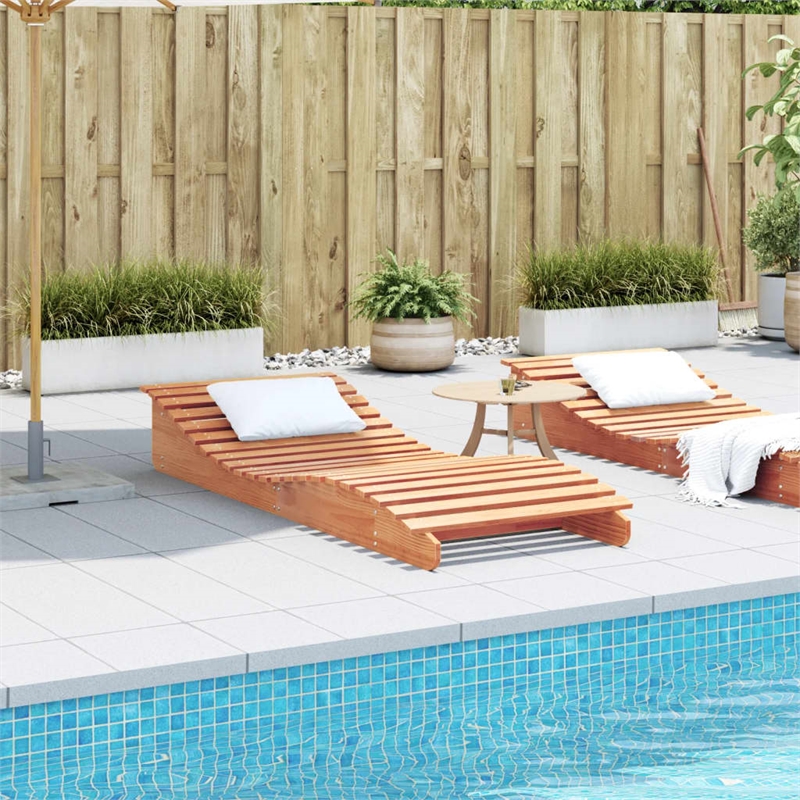 vidaXL Solid Pine Wood Sun Lounger Large Ergonomic in Wax Brown