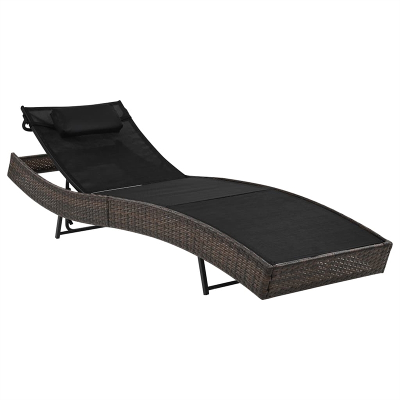 vidaXL Poly Rattan Sunlounger in Brown & Black
