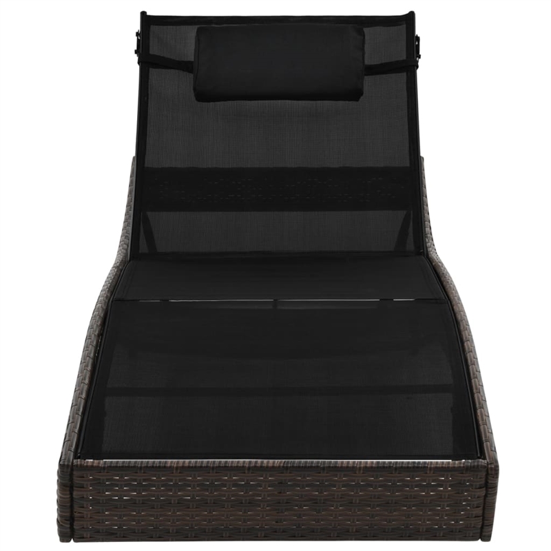 vidaXL Poly Rattan Sunlounger in Brown & Black