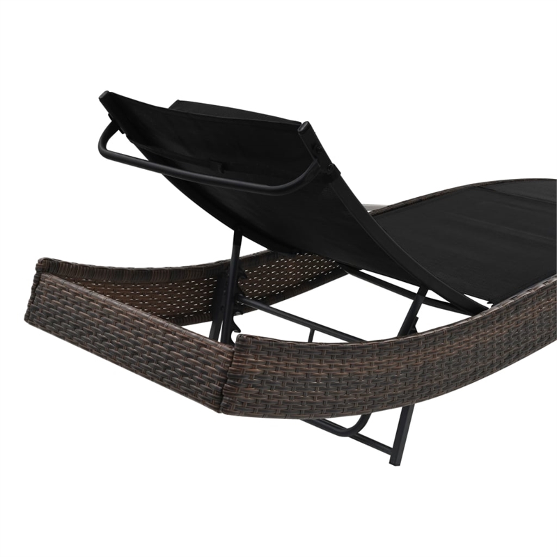 vidaXL Poly Rattan Sunlounger in Brown & Black