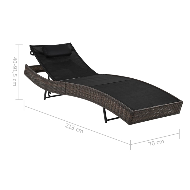 vidaXL Poly Rattan Sunlounger in Brown & Black