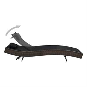 vidaXL Poly Rattan Sunlounger in Brown & Black