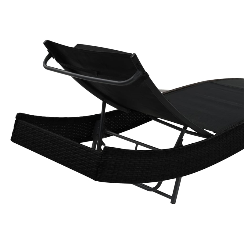 vidaXL Poly Rattan StandardSunlounger in Black