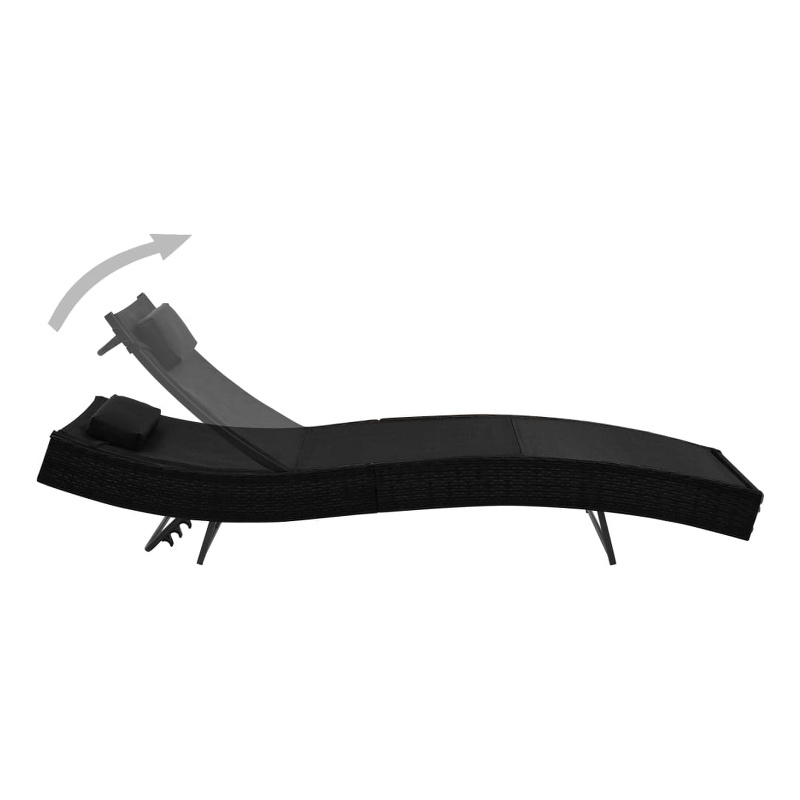 vidaXL Poly Rattan StandardSunlounger in Black