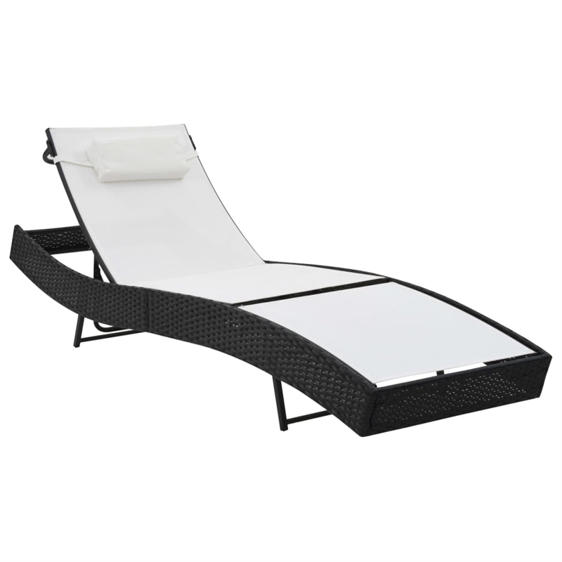 vidaXL Steel & Poly Rattan Sunlounger Extra Long in Black