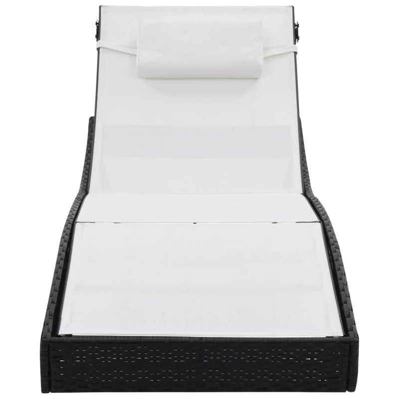 vidaXL Steel & Poly Rattan Sunlounger Extra Long in Black