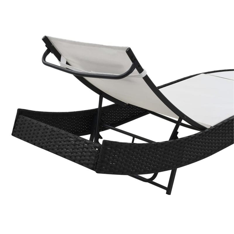 vidaXL Steel & Poly Rattan Sunlounger Extra Long in Black