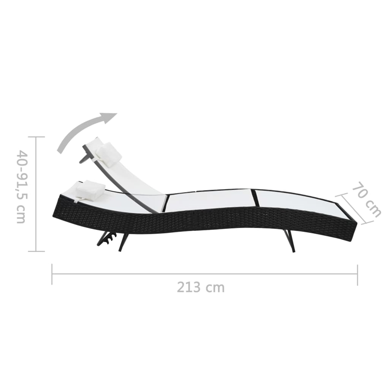 vidaXL Steel & Poly Rattan Sunlounger Extra Long in Black